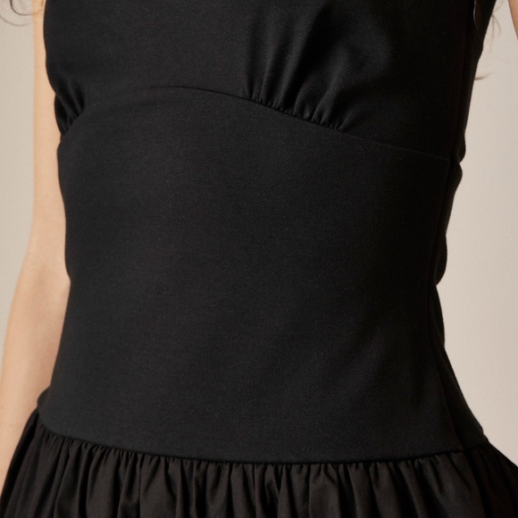 NWT!! J. CREW Bubble-Hem Mixy Dress Solid Black Mini Poplin Bubble Hem Small - Picture 5 of 16